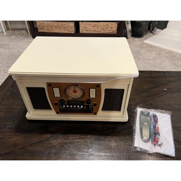 New 8-in-1 Bluetooth Record Player & Multimedia Center, Built-in Stereo Speaker - Picture 2 of 3